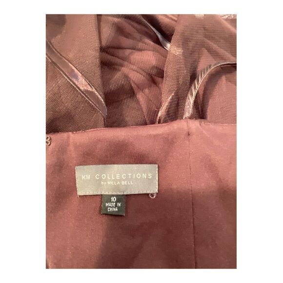 KM COLLECTIONS Women’s Brown Spaghetti Sleeves Maxi Dress Size 10 - Picture 6 of 14